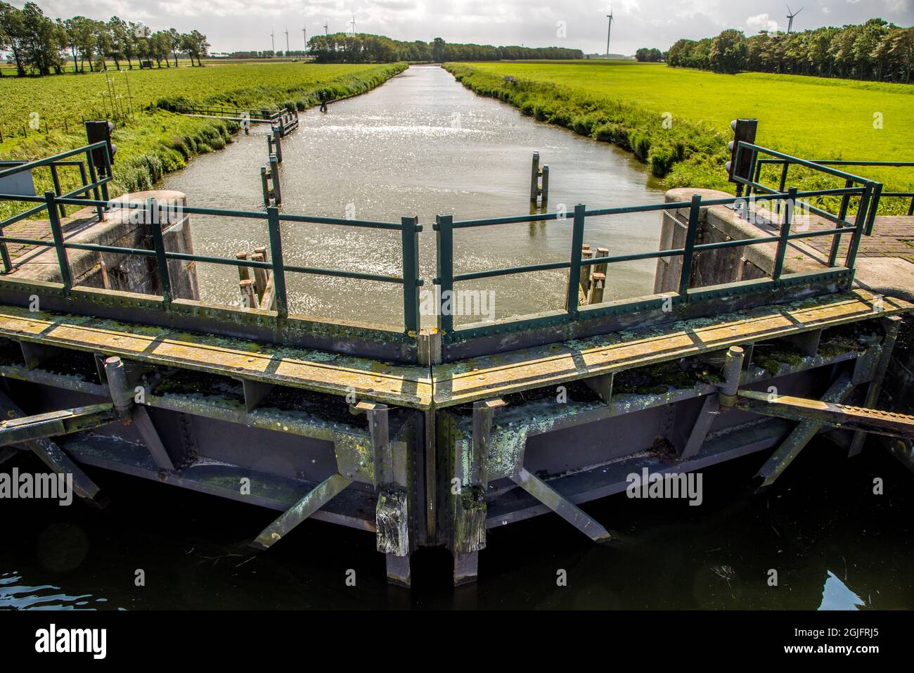 Haukes, the Netherlands. August 15, 2021. The locks at the Amstel Lake in North Holland. High quality photo Stock Photo