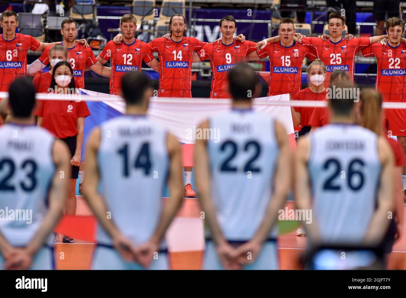 Ostrava, Czech Republic. 09th Sep, 2021. Czech and Italy players during