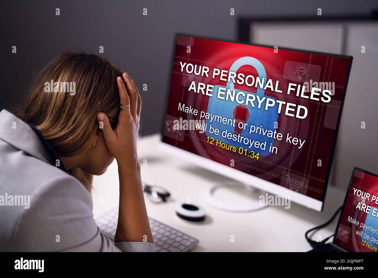 Ransomware Malware Cyber Attack On Business Computer Stock Photo - Alamy