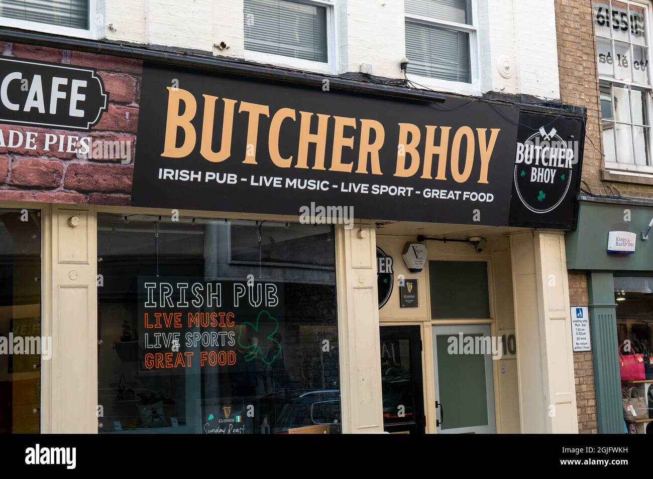 A view of the Butcher Bhoy logo above the Irish public house in