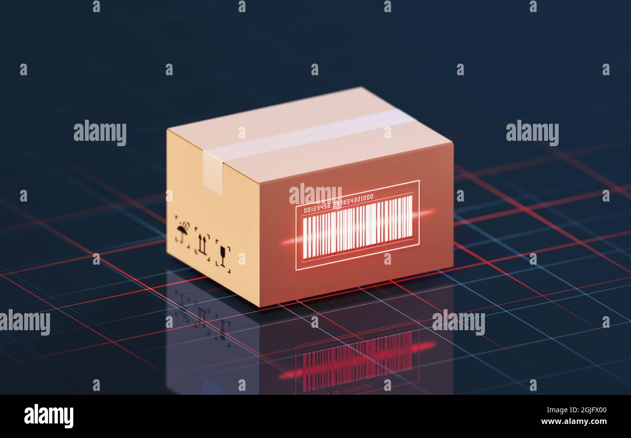 Carton and bar code, commodity inspection and transportation, 3d