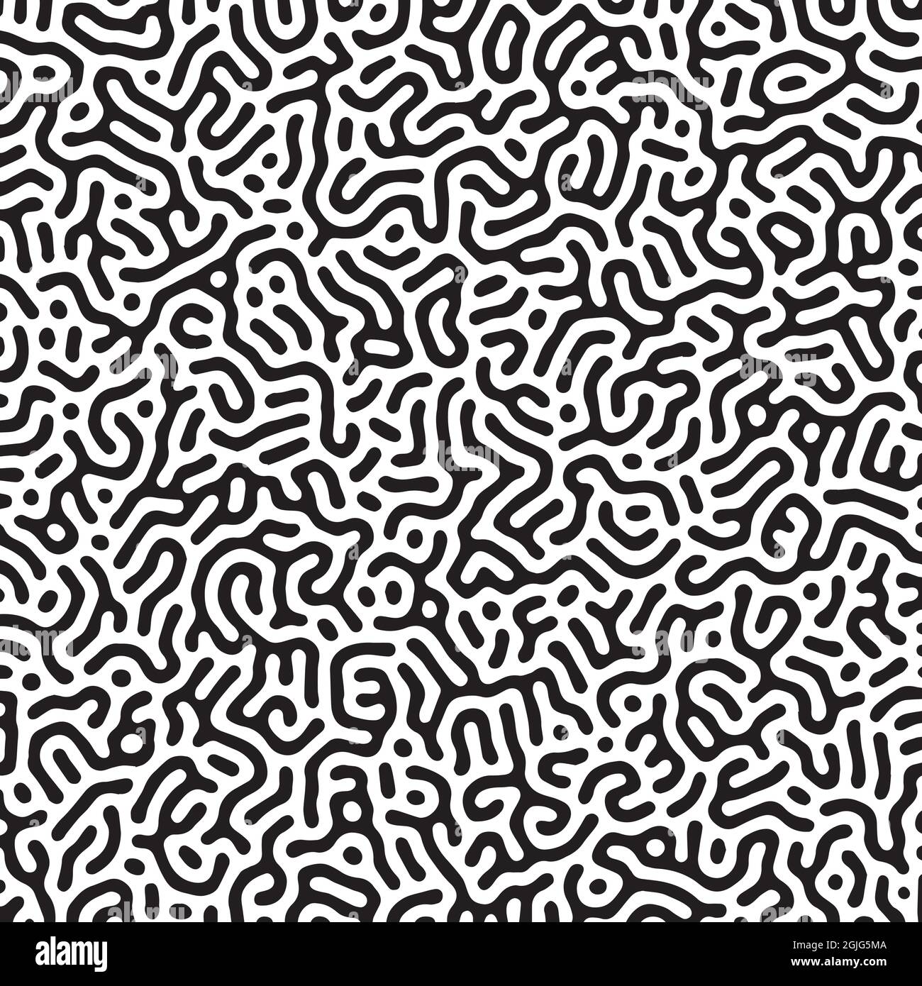 Vector black and white organic rounded lines pattern. Biology turing ...