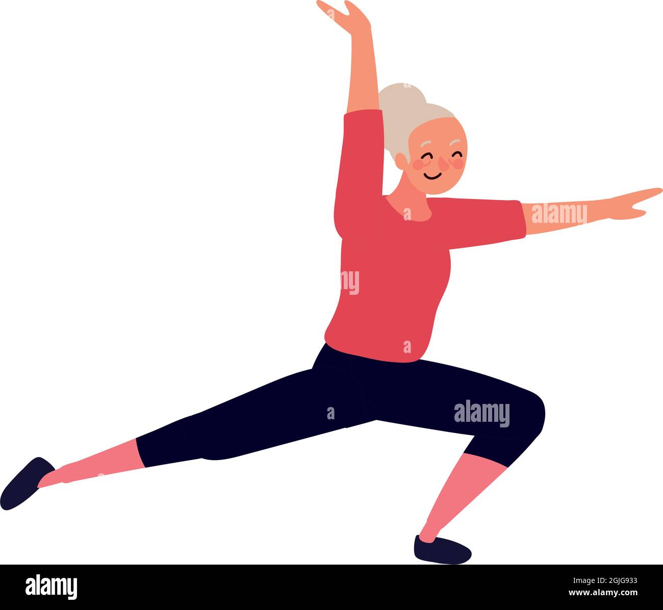 old woman doing yoga Stock Vector
