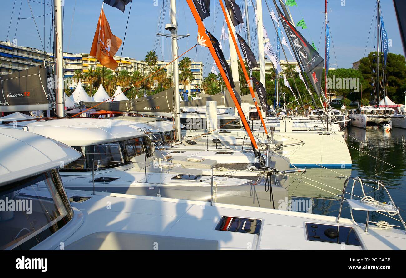 Cannes, Frankreich. 08th Sep, 2021. Cannes, France - September 08, 2021: Yachting Festival Cannes with Groupe Beneteau, Excess Catamaran.Yachts, Yachten, Yacht Credit: dpa/Alamy Live News Stock Photo