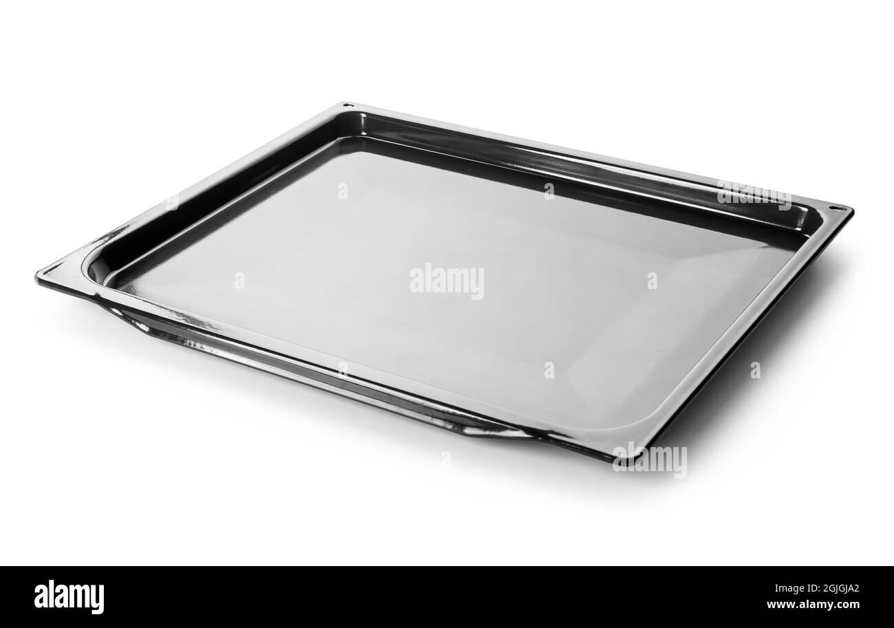 Baking tray for oven on white background Stock Photo Alamy