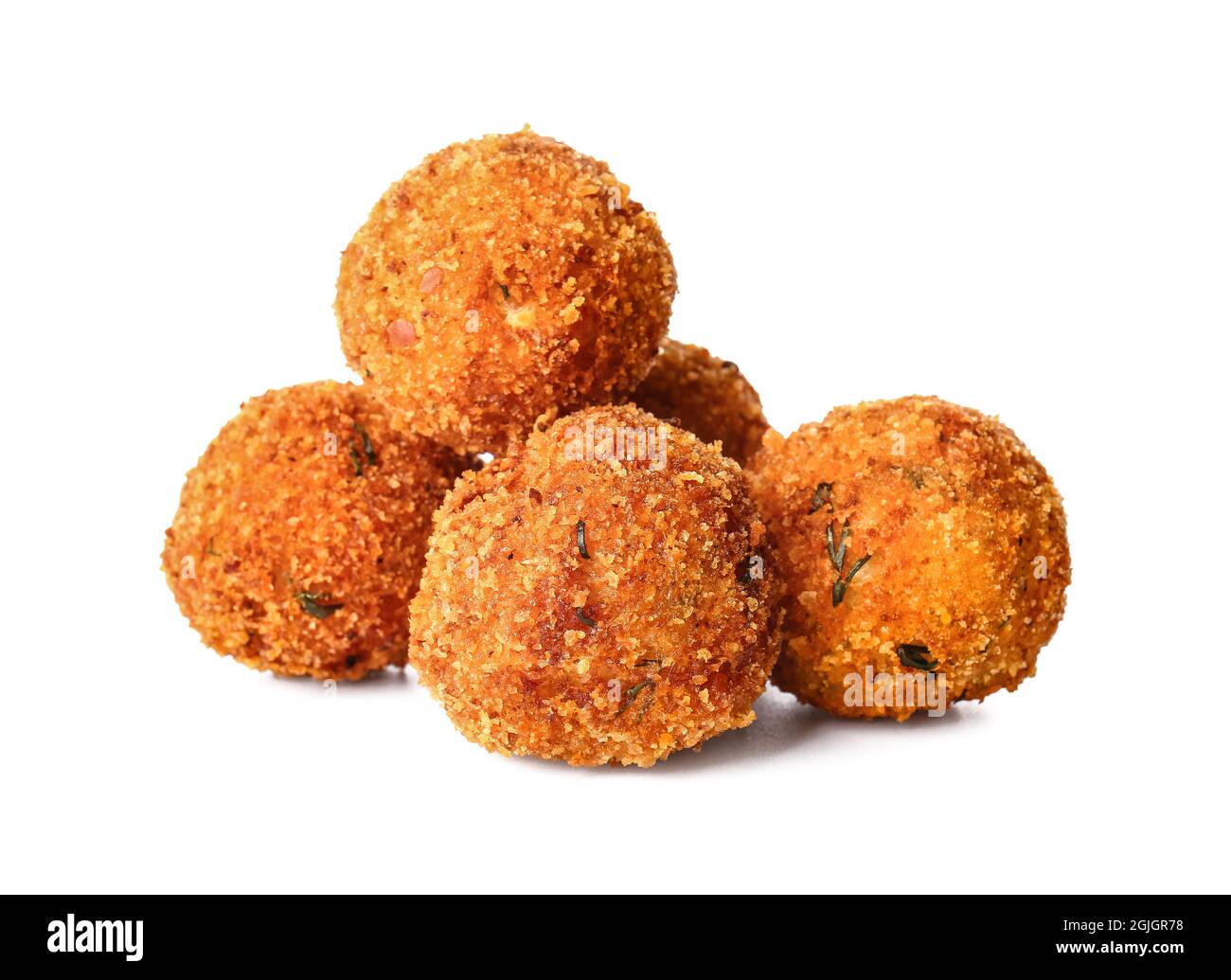 Tasty cod cutlets on white background Stock Photo