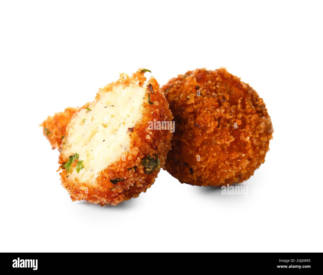 Cod Cutlets Tasty cod cutlets on white background Stock Photo - Alamy