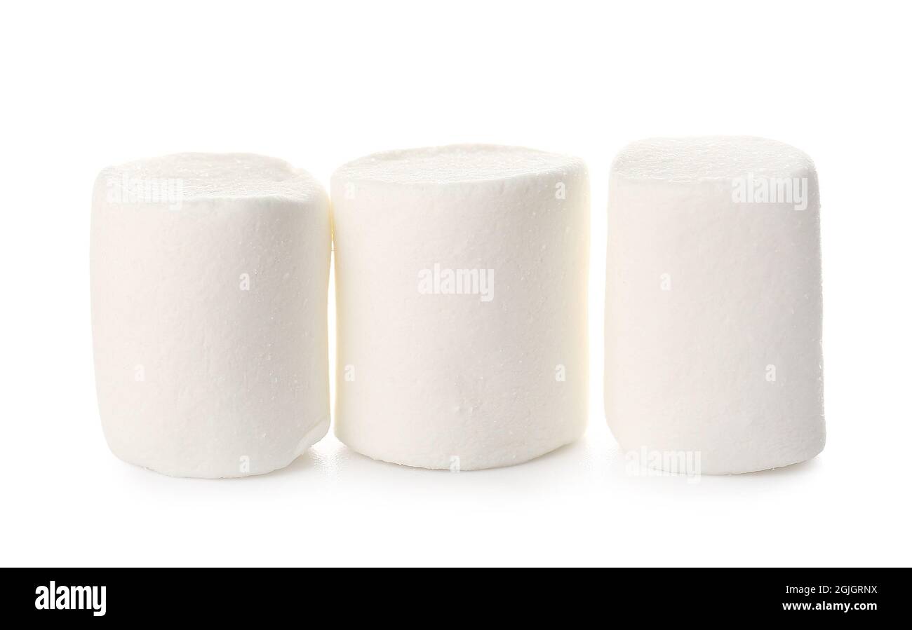 Tasty marshmallows on white background Stock Photo - Alamy