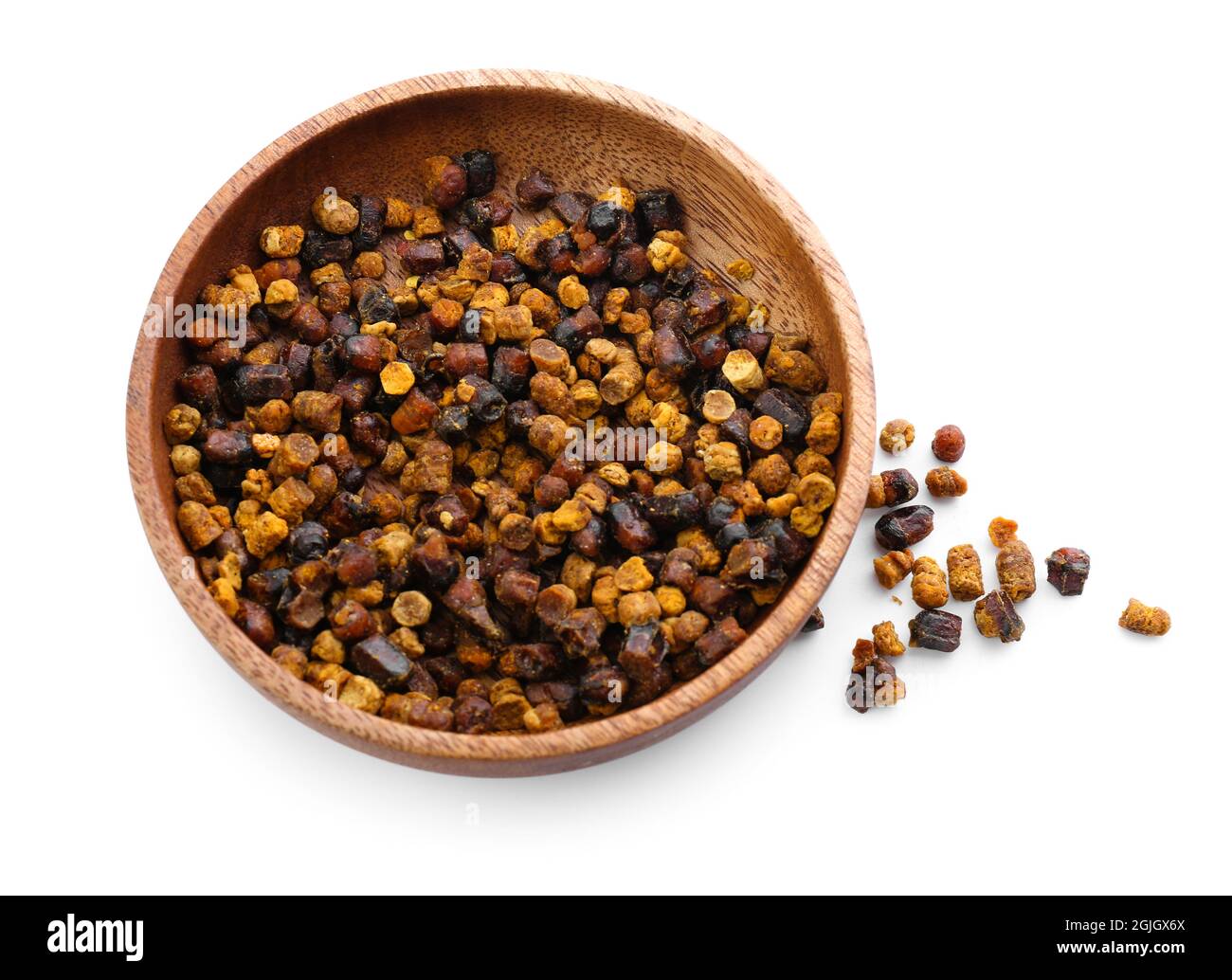 Plate with beebread on white background Stock Photo