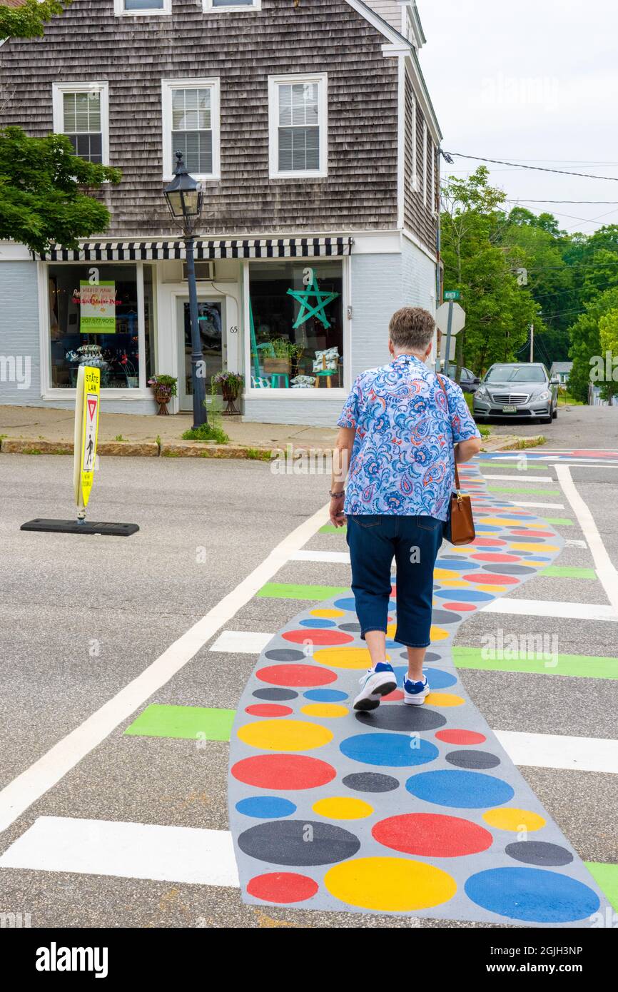 Belfast, Maine, USA. The “As Unique As Belfast” crosswalk project was