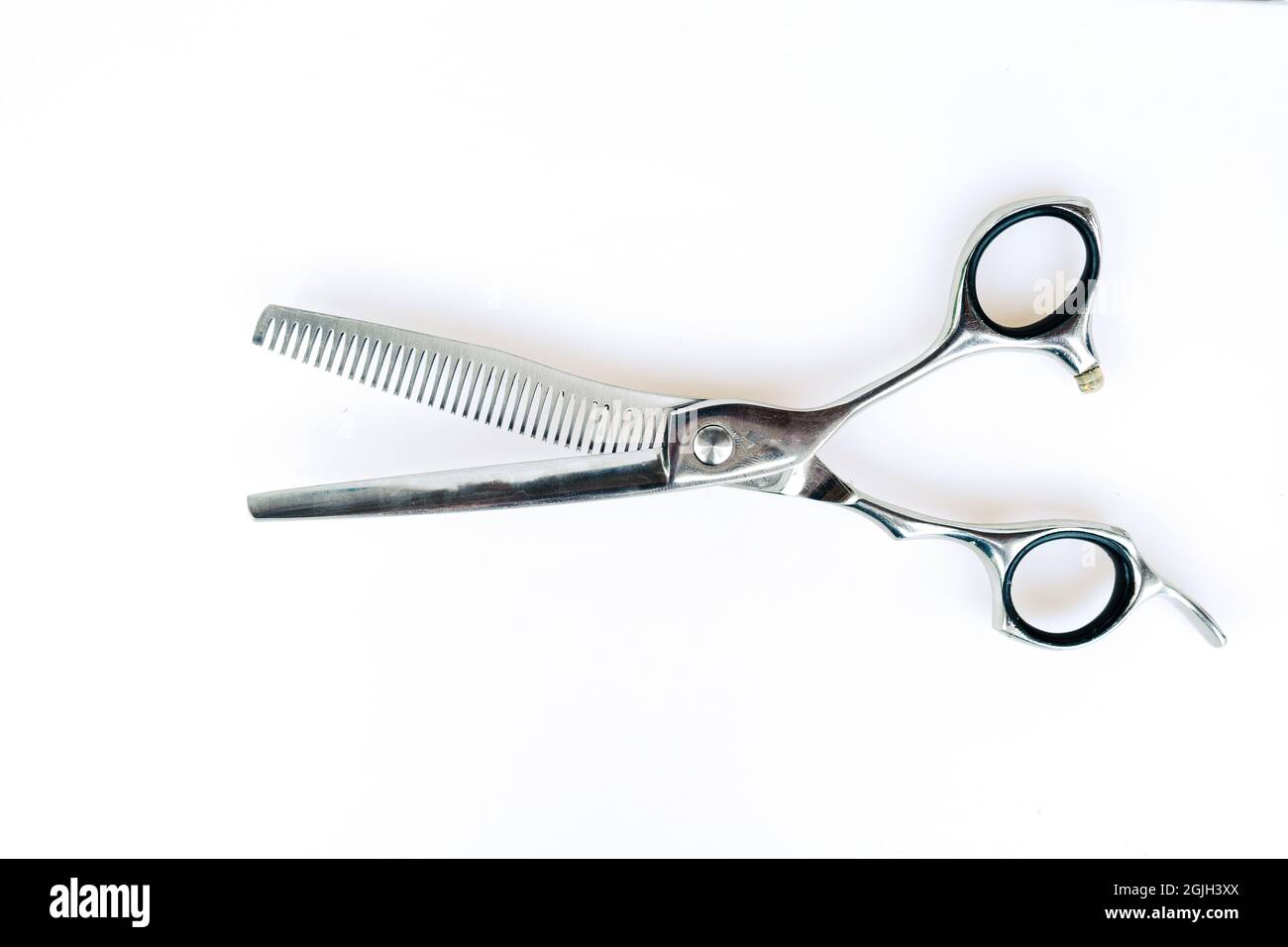 Professional barber's hair cutting tools set on white background Stock