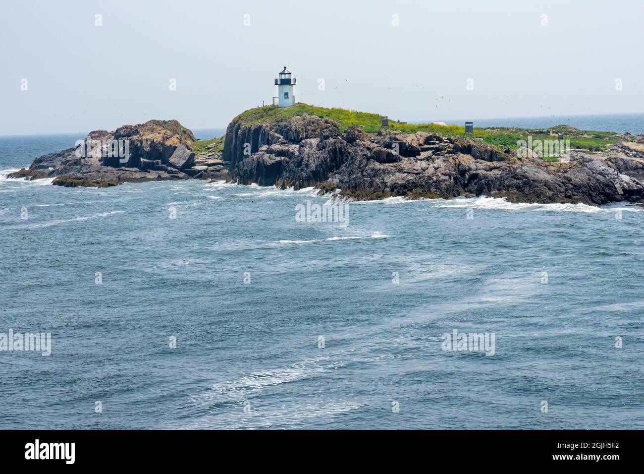 Pond Island Light is a lighthouse at the mouth of the Kennebec River, Maine.  Built in 1855. Stock Photo