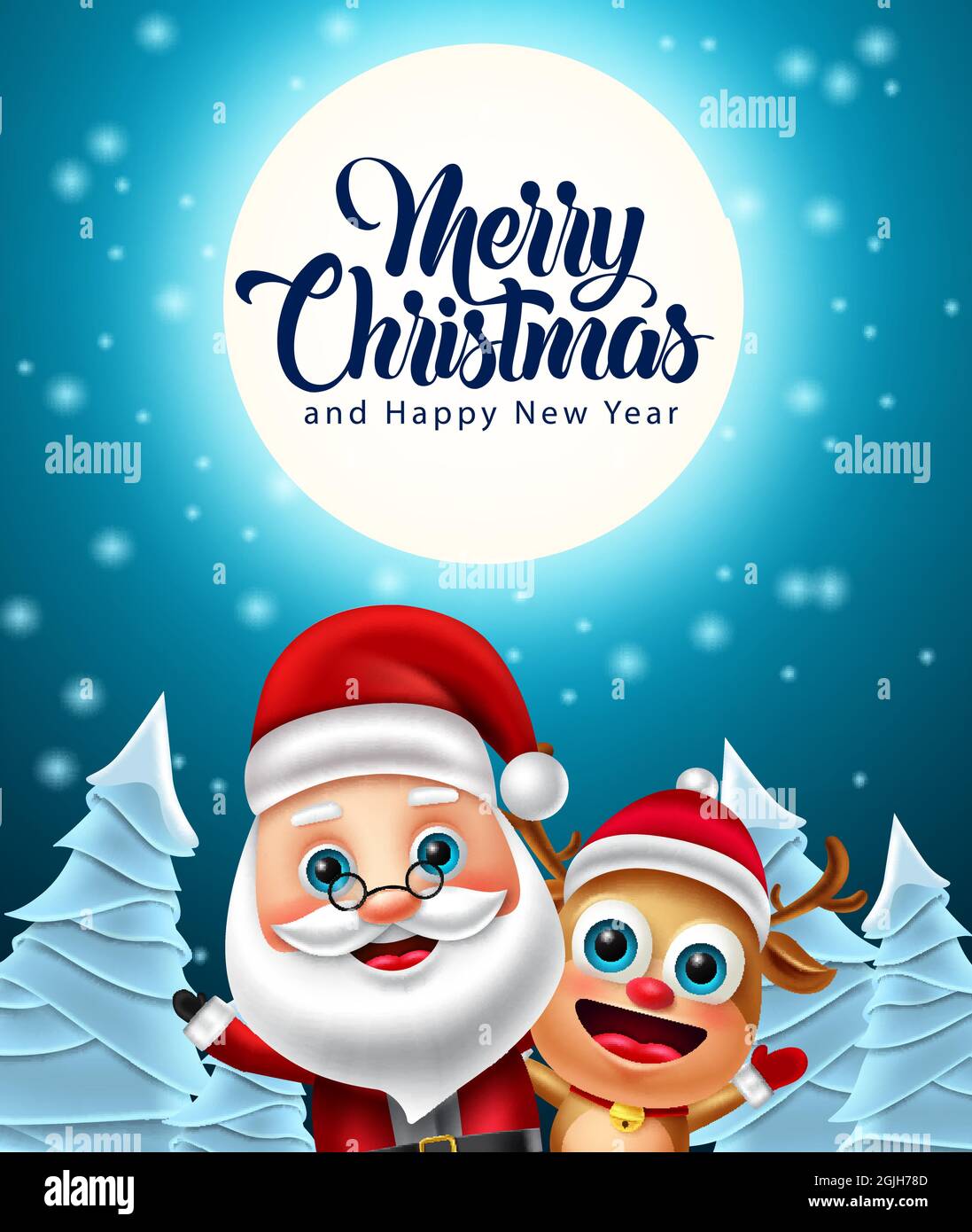 Christmas characters vector design. Merry christmas text with santa ...