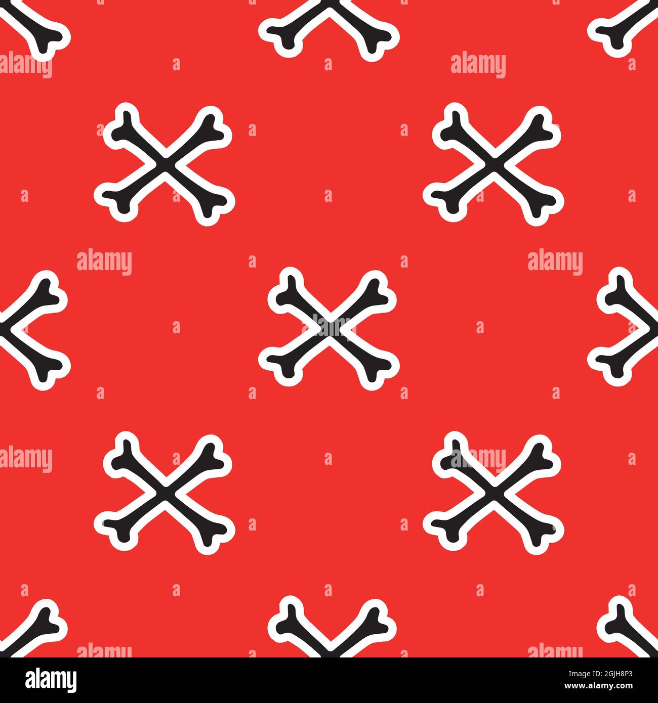 Seamless pattern with bones on a red background.  Stock Vector