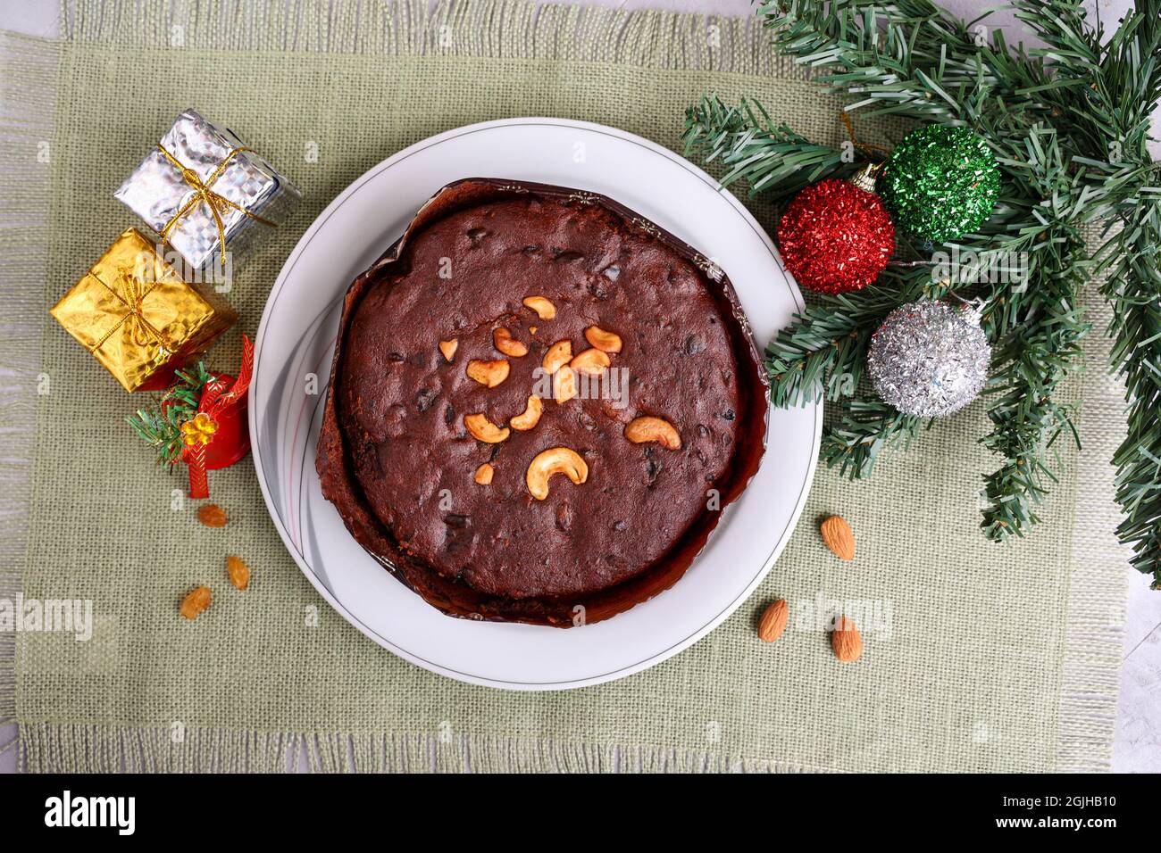 Homemade Christmas plum cake Indian Christmas celebration serving India