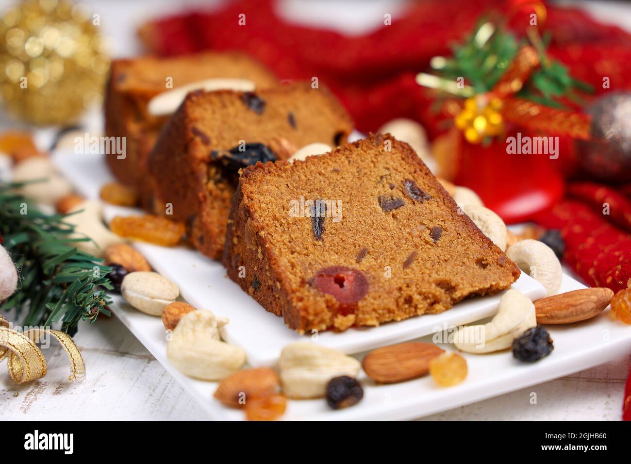 Homemade Christmas plum cake Indian Christmas celebration serving India
