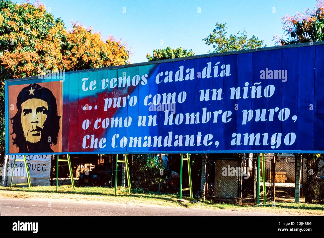 Communist and Socialist propaganda posters in the street, Havana, Cuba Stock Photo