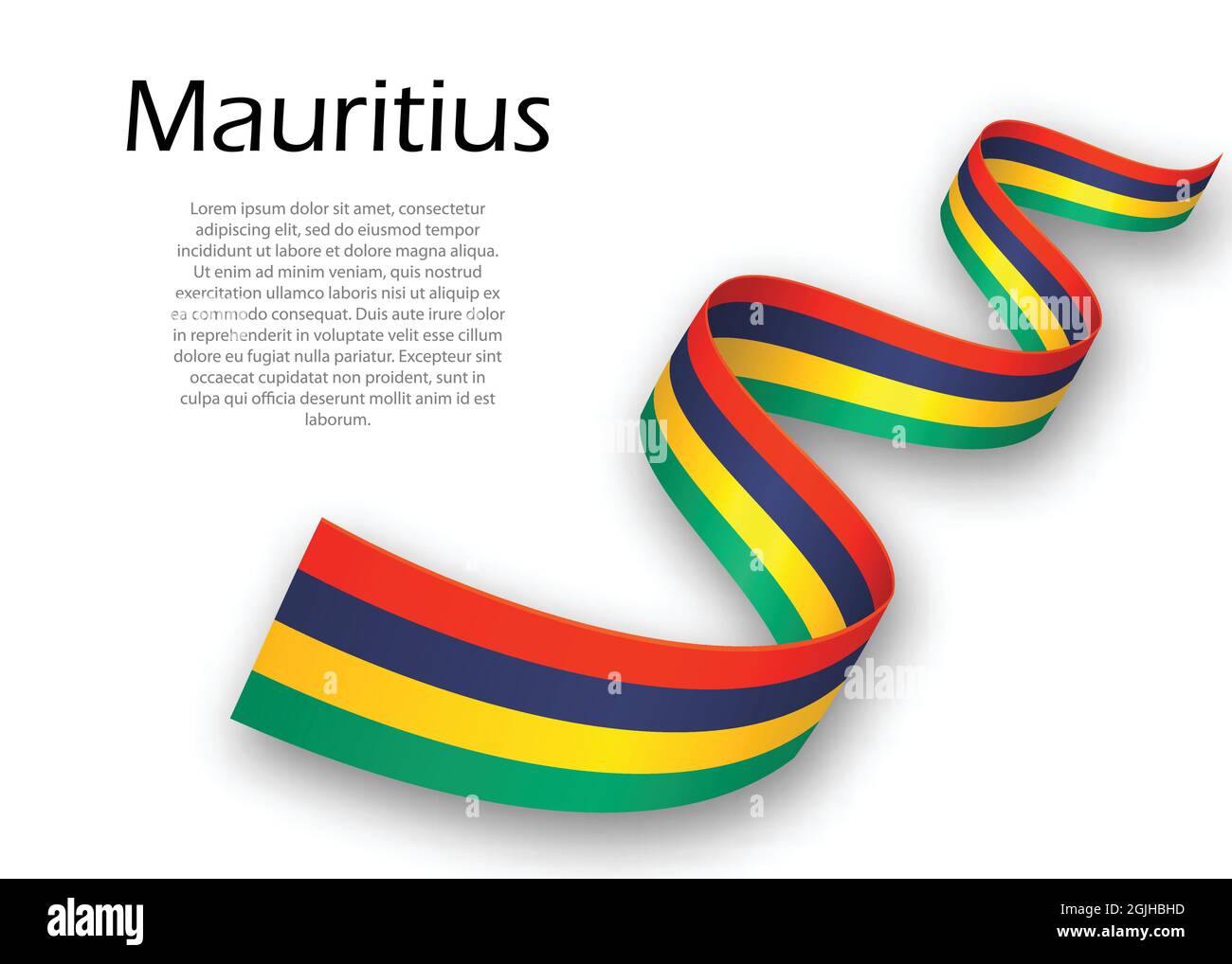Waving ribbon or banner with flag of Mauritius. Template for ...