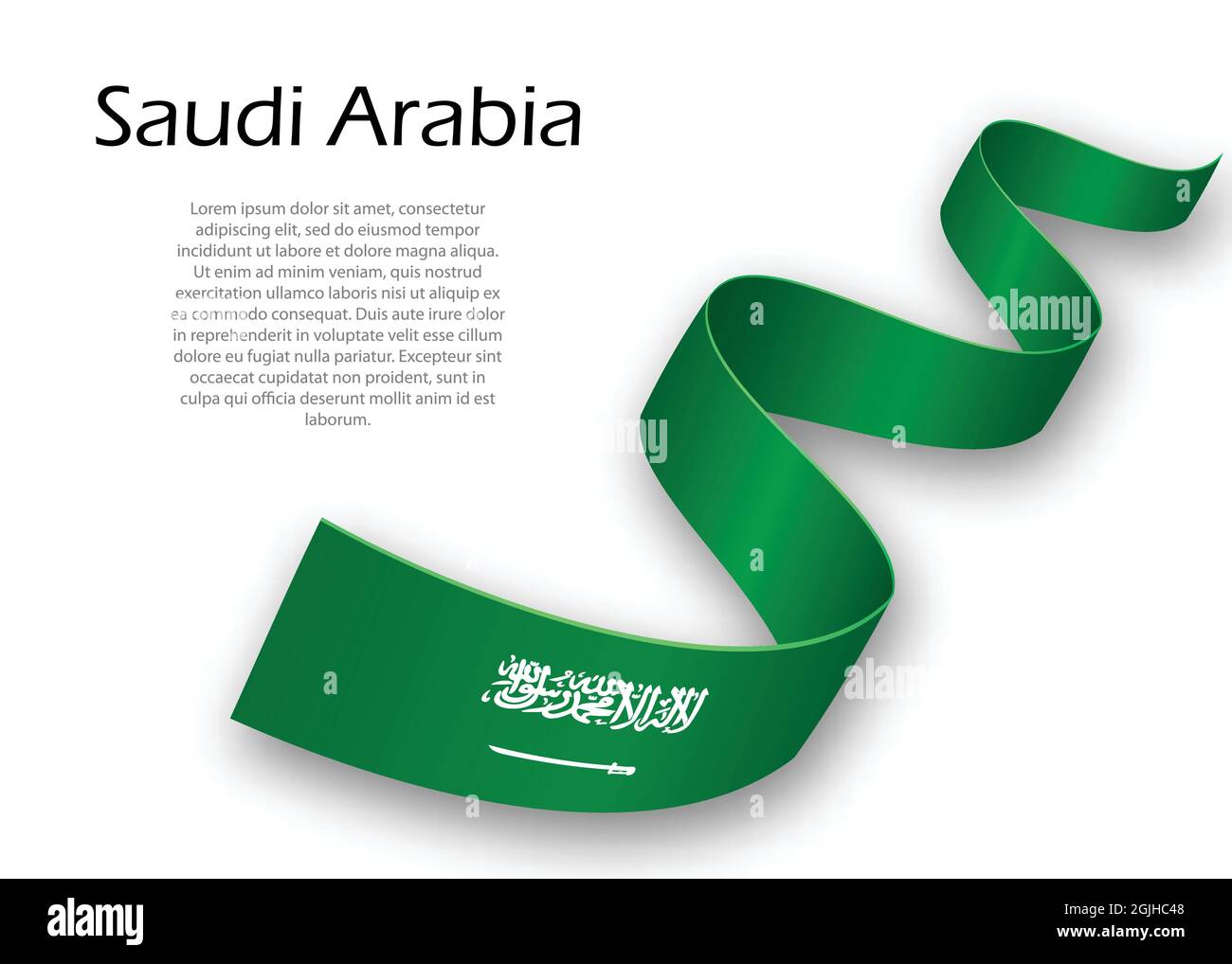 Waving ribbon or banner with flag of Saudi Arabia. Template for ...