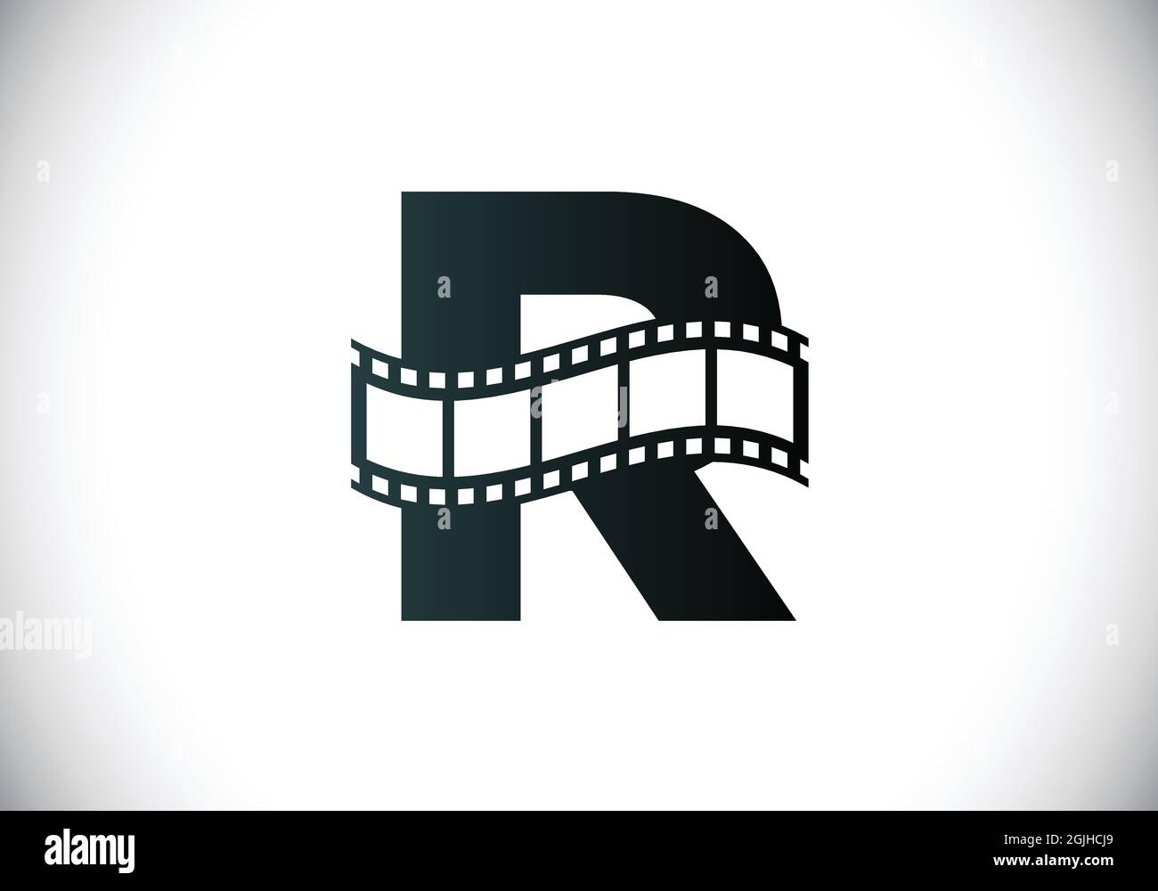 Initial R monogram alphabet incorporated with film reel. Video and ...