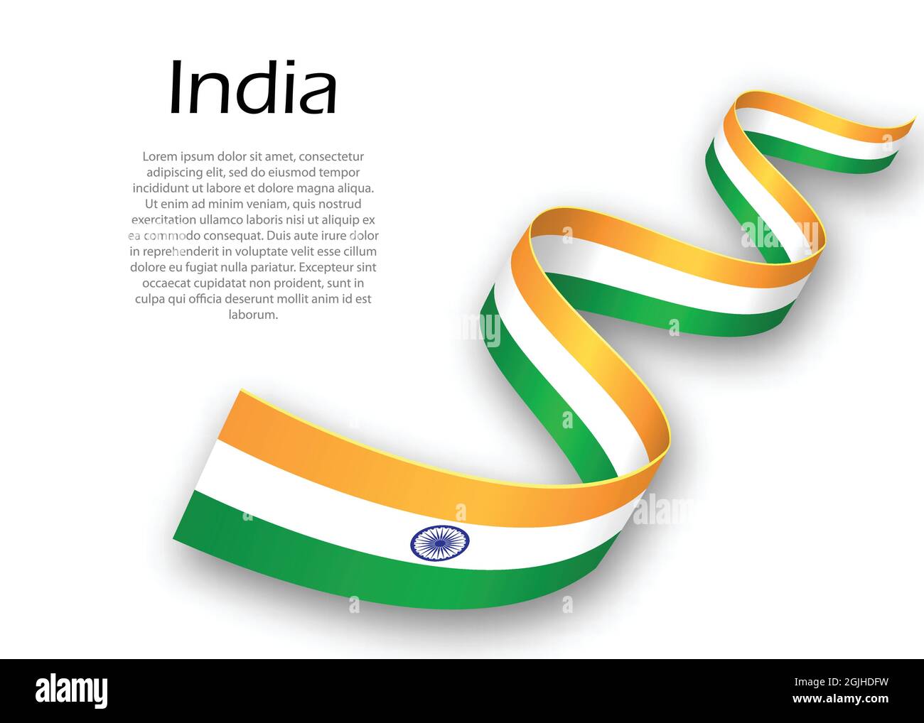 Waving ribbon or banner with flag of India. Template for independence ...