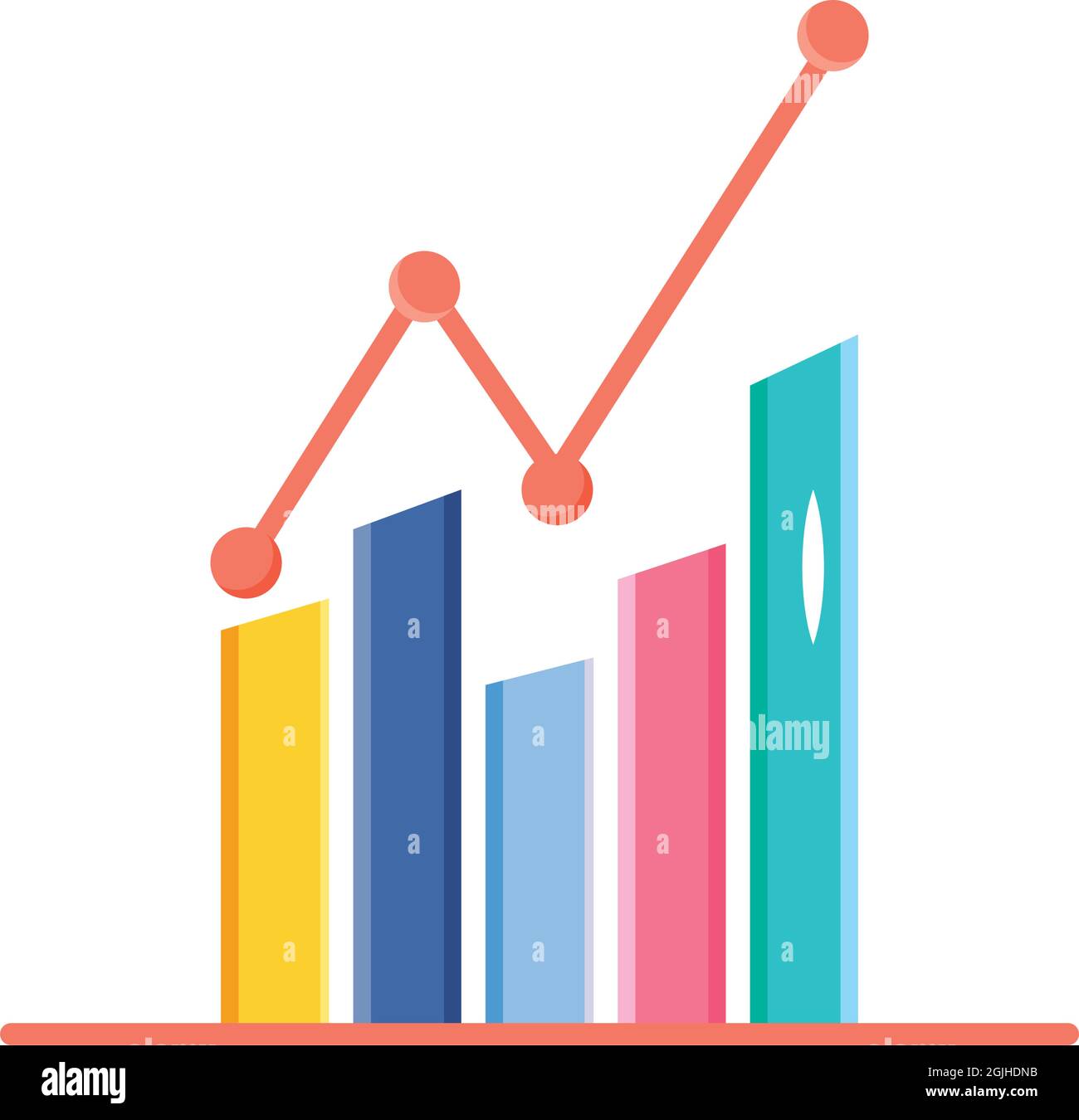 bar chart with arrow on white background Stock Vector Image & Art - Alamy
