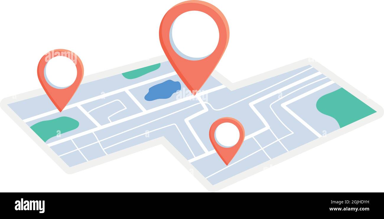 Pin Map City city map with location pins design Stock Vector Image & Art - Alamy