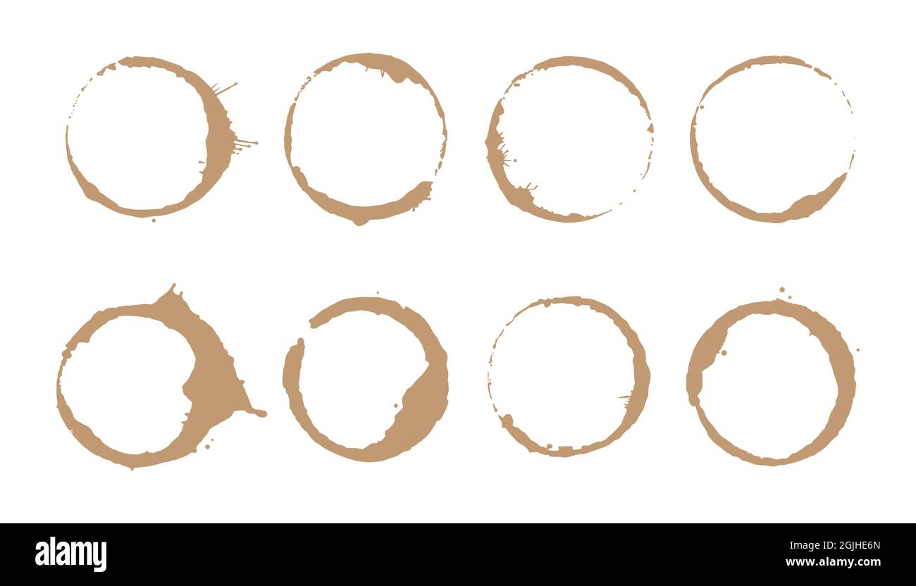 Coffee stain ring set. Vector illustration. Drink stain stamp with round  shape and splash element. Coffee cup bottom circle effect Stock Vector  Image & Art - Alamy