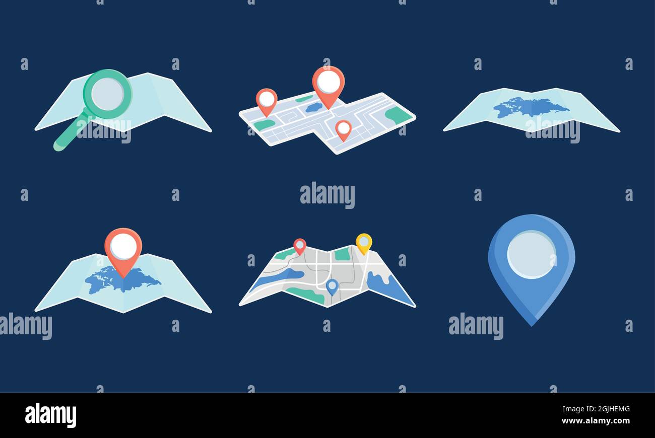 city maps and location pins set Stock Vector Image & Art Alamy