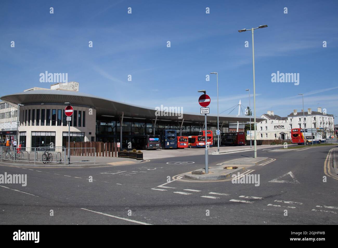 The bus station in Gloucester in Gloucestershire in the UK Stock Photo