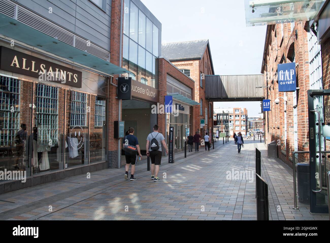 Gloucester Quays shopping centre with Allsaints and The Gap in the UK Stock  Photo - Alamy