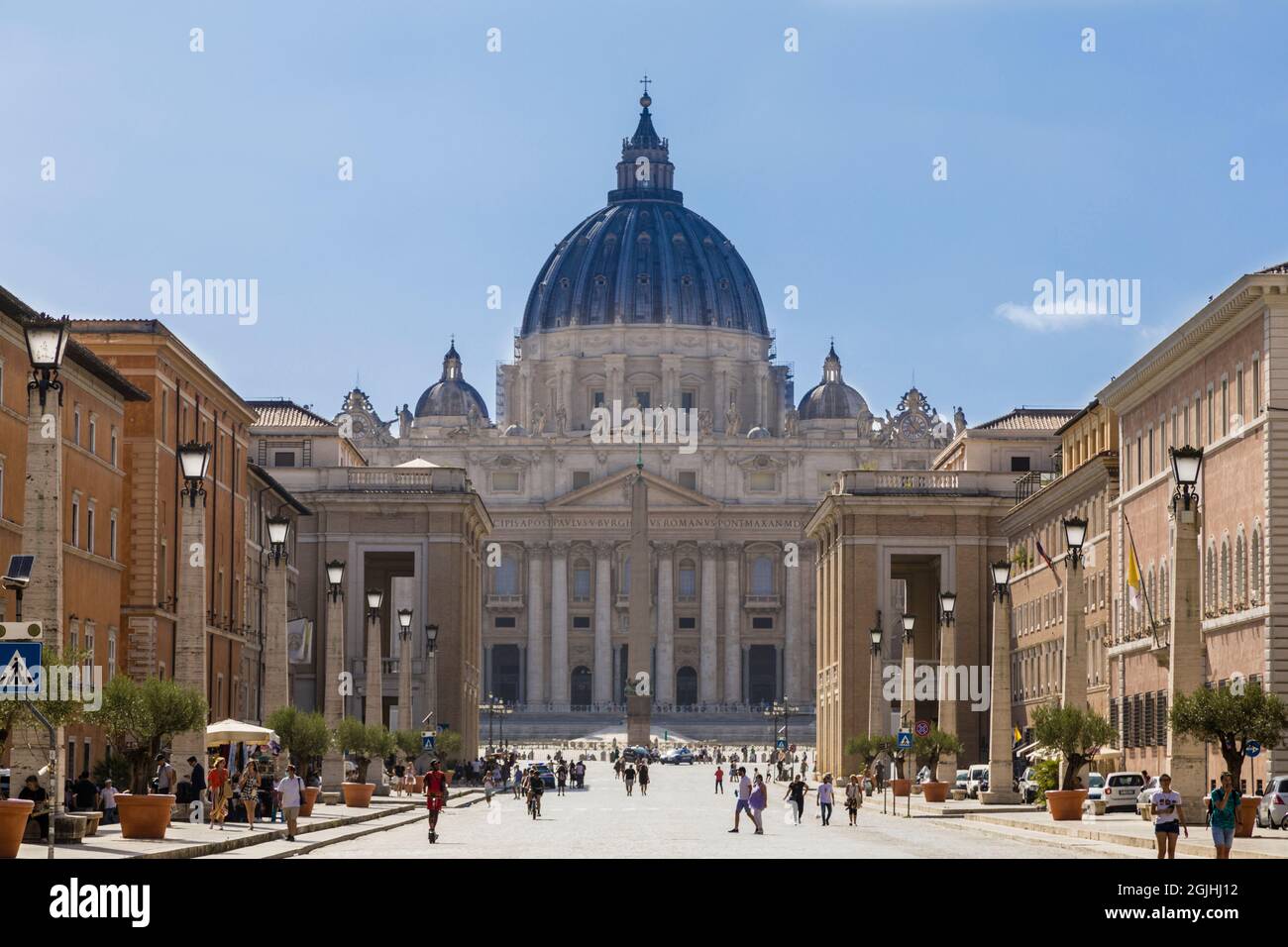 View of St Peters Basilica from via della Conciliazione, Rome, Italy Stock Photo