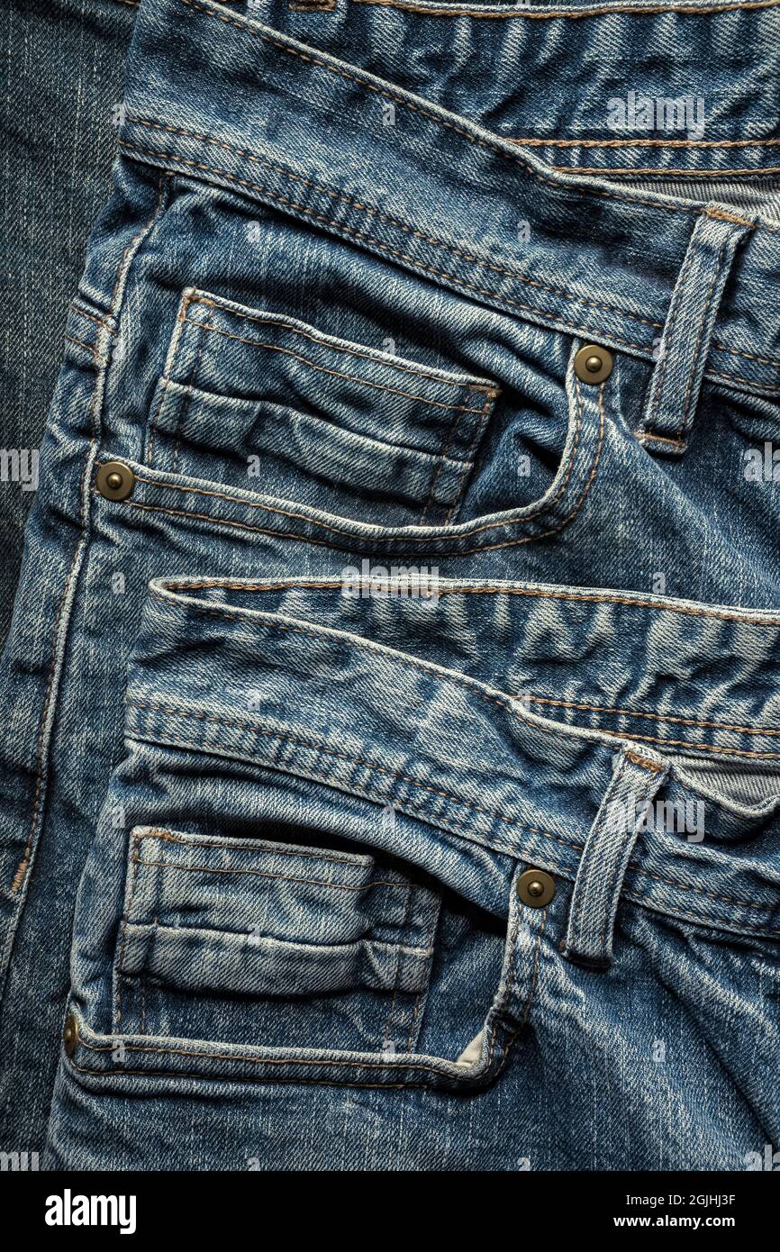 Faded denim jeans. Stock Photo
