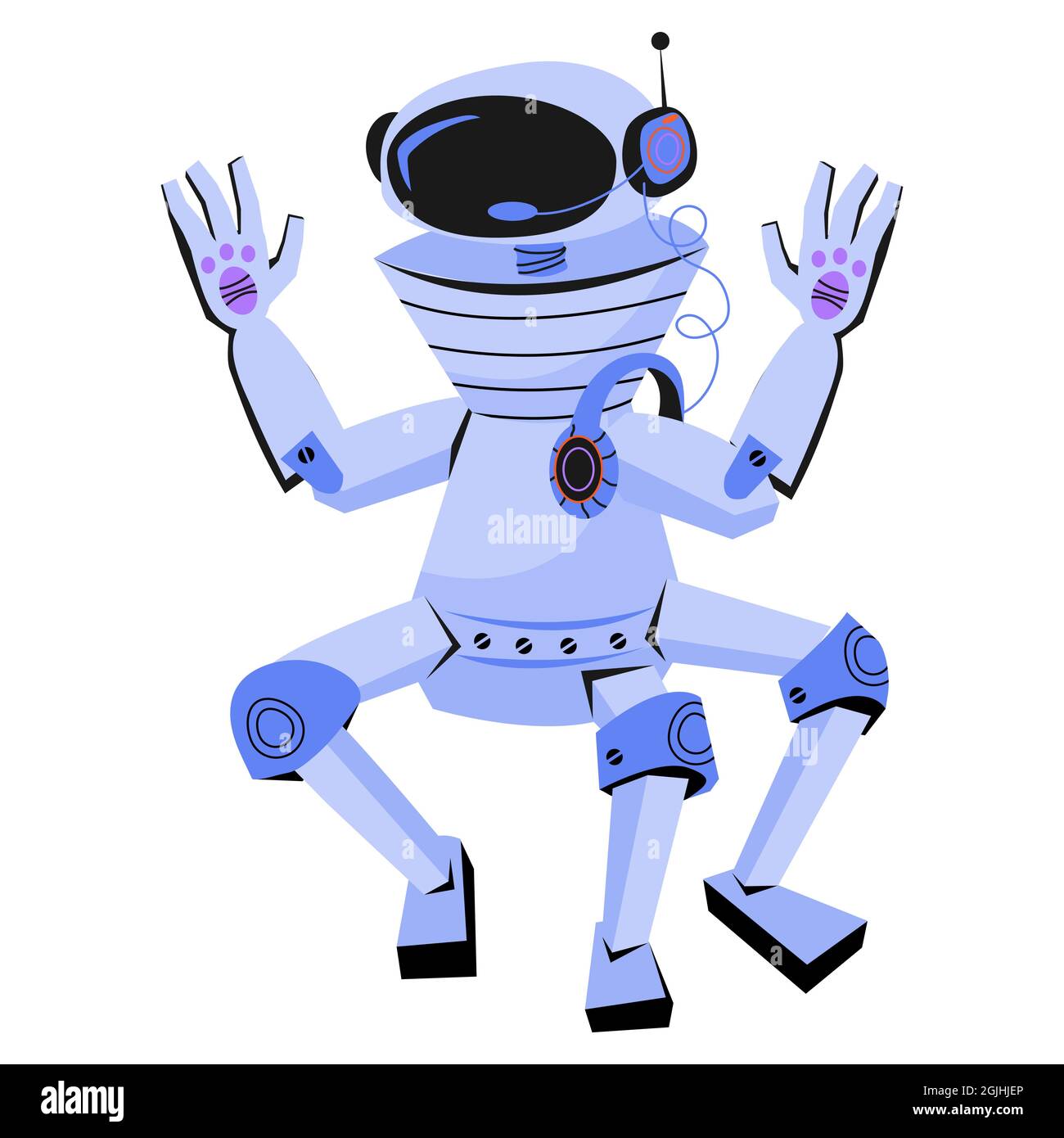 Funny friendly toy robot waving hands, cartoon flat vector illustration  isolated Stock Vector Image & Art - Alamy