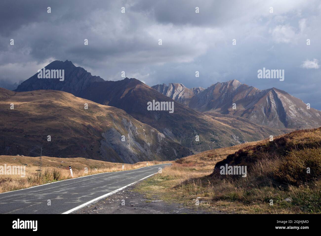 Mountain route over Val D'Isere, Alps, France Stock Photo