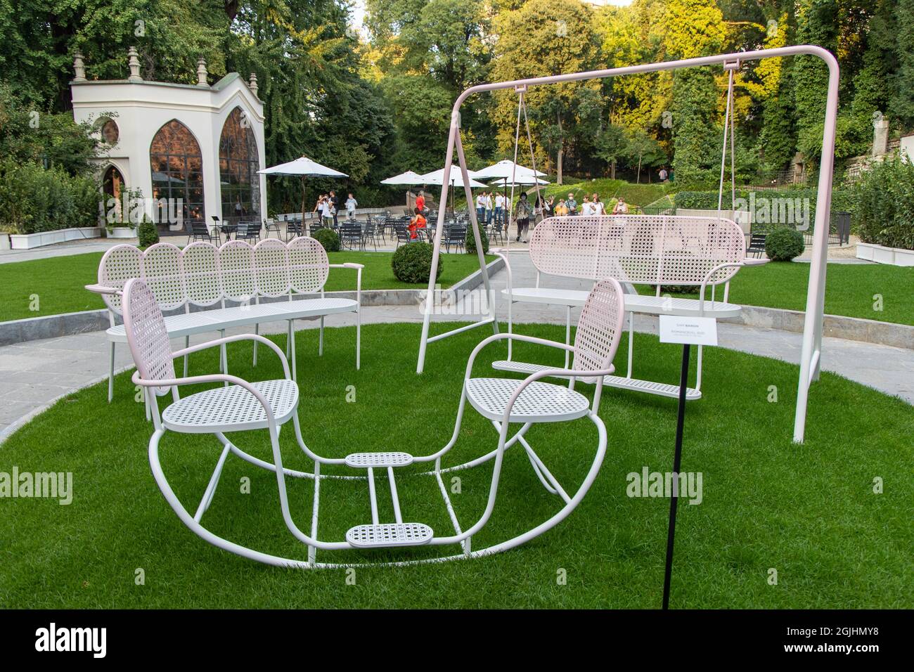 Milan, Italy - september 9 2021 - The Dior Medallion chair - exposition by Christian Dior at Palazzo Citterio Brera - Fuorisalone design week Credit: Christian Santi/Alamy Live News Stock Photo