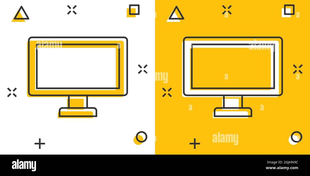 Monitor icon in comic style. Television cartoon sign vector ...