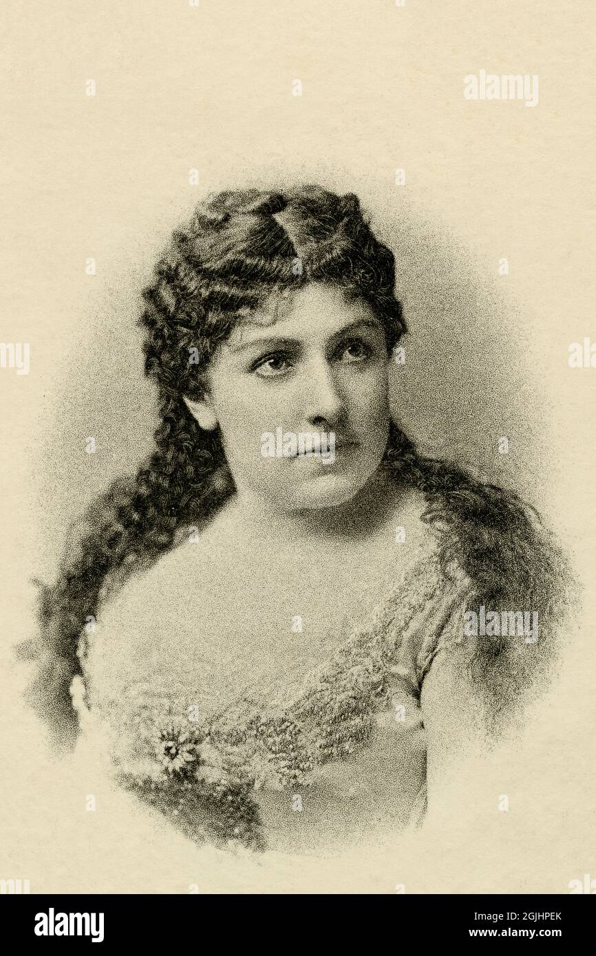 Late 19th century portrait of the French operatic soprano, Marie Rôze-Mapleson (1846-1926), known simply as Marie Rôze, who made her operatic debut in Paris in 1865 and was subsequently popular in the UK and USA, touring both countries with the Carl Rosa Opera Company. Stock Photo