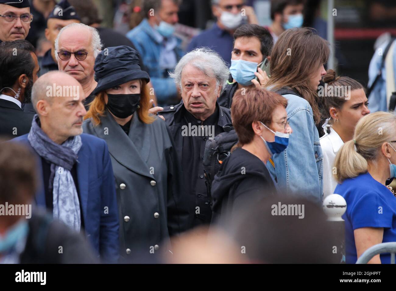 Paris, France. 10th Sep, 2021. Herve Vilard during Jean-Paul Belmondo's  funeral held at Saint-Germain-Des-Pres church in Paris, France on September  10, 2021. French famous actor Jean-Paul Belmondo is dead on Monday,  September