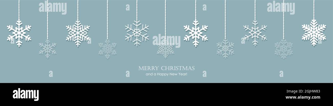 christmas decoration banner background with hanging snowflake Stock ...