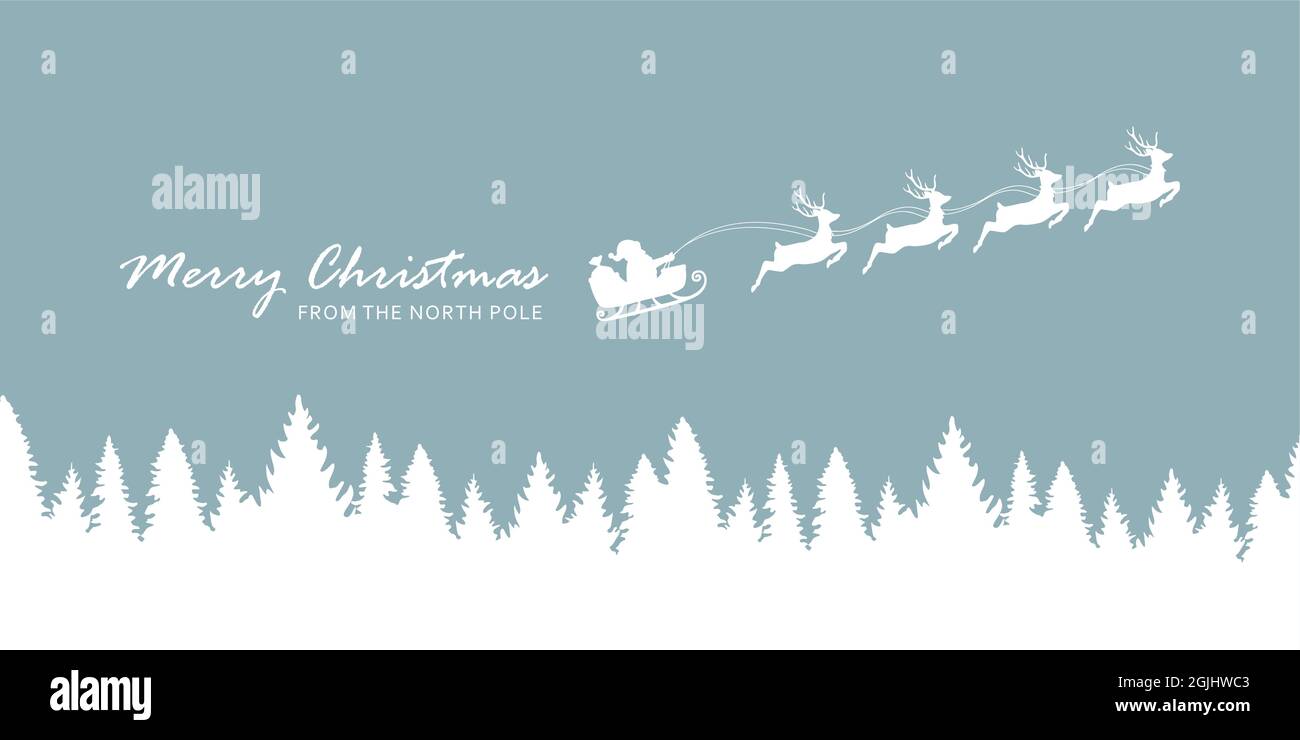 christmas banner santa claus in a sleigh with reindeer Stock Vector ...