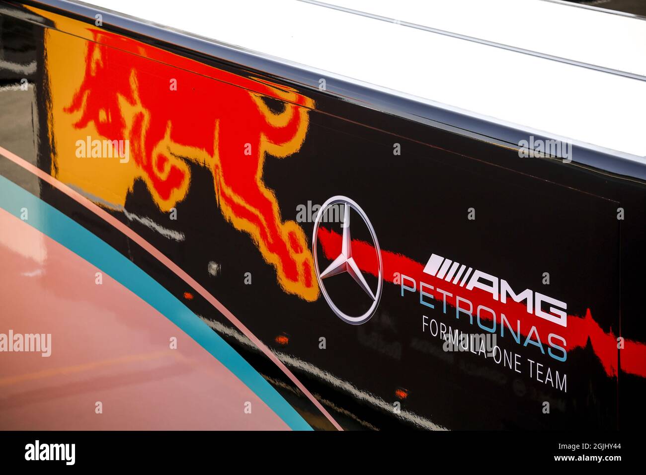 Mercedes Amg F1 Gp And Red Bull Racing Logo During The Formula 1 Heineken Gran Premio D Italia 21 Italian Grand Prix 14th Round Of The 21 Fia Formula One World Championship From