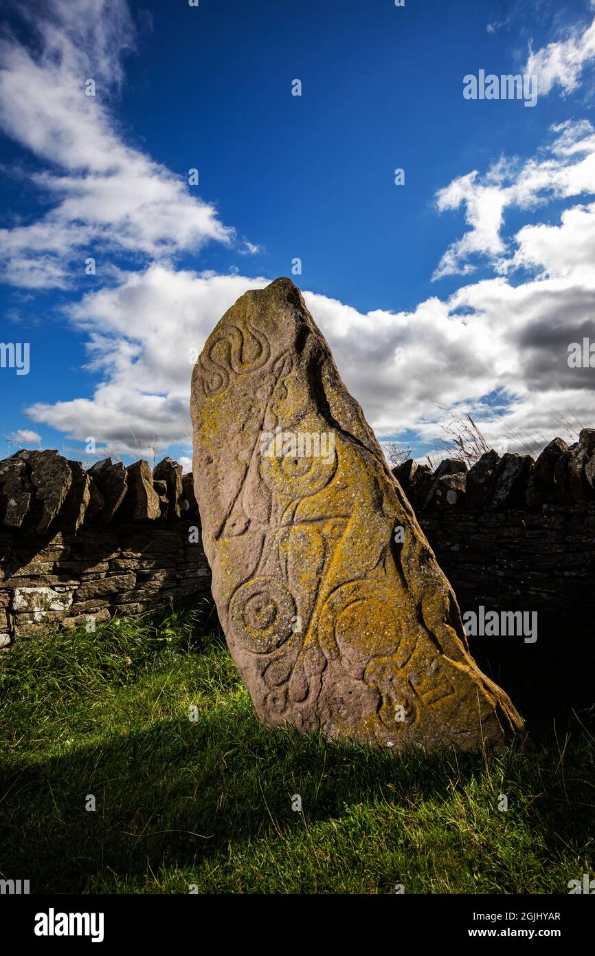 The Serpent Stone, one of the Aberlemno Standing Stones in Angus, Scotland Stock Photo