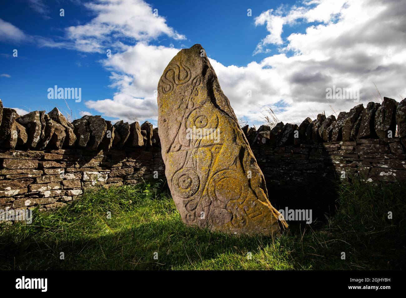 The Serpent Stone, one of the Aberlemno Standing Stones in Angus, Scotland Stock Photo