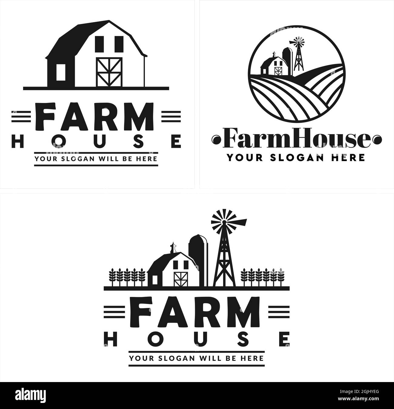 Vintage Farm Badge Logo Design Stock Vector