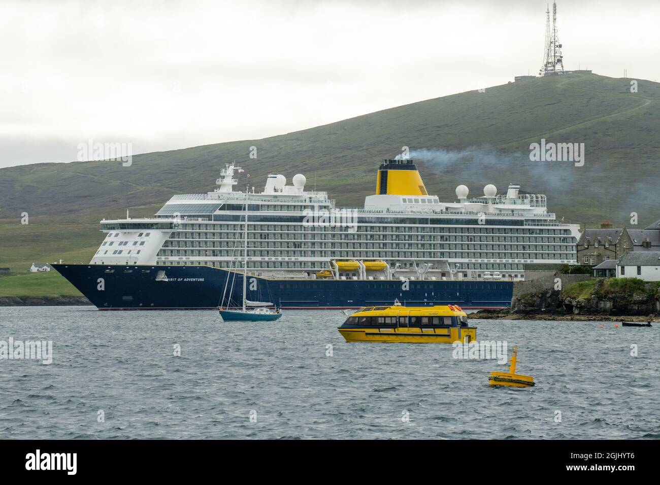 Cruise ships in Lerwick harbour Shetland Islands Stock Photo