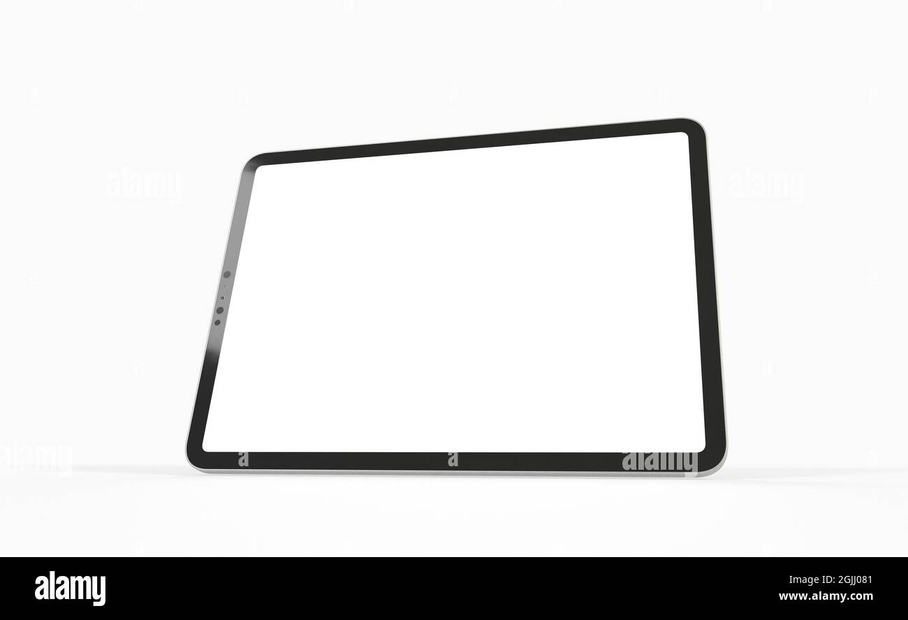 3D rendering of a tablet with copy space isolated on white background ...