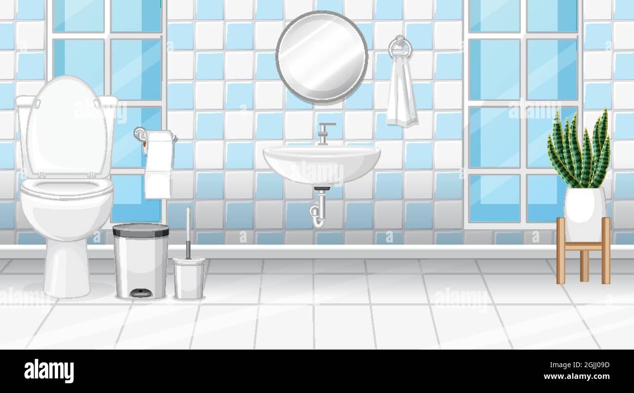 Bathroom interior design with furniture illustration Stock Vector Image ...