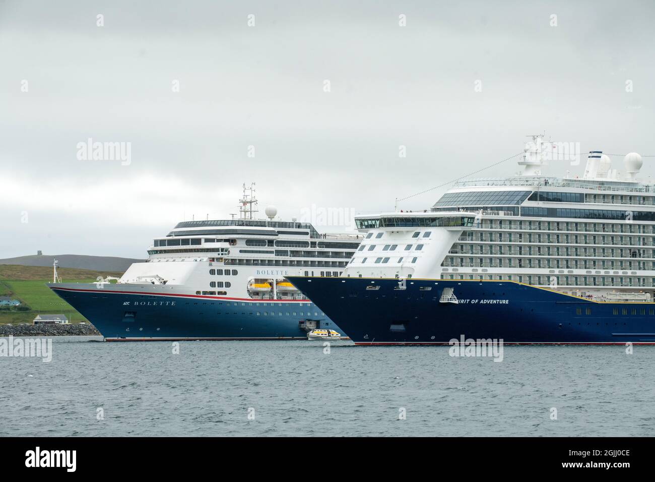 Cruise ships in Lerwick harbour Shetland Islands Stock Photo