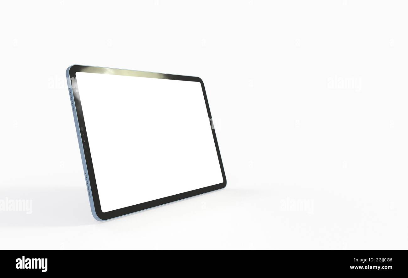 3D rendering of a tablet with copy space isolated on white background ...